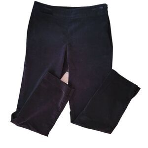 Talbots Black Velvet Flat Front Classic Side Zip Pants Trousers 2 Petite Velour